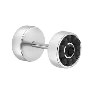 FAKE PLUG 12 Stone Black BLING Fake Piercing - 16g thin post - Price Per 1