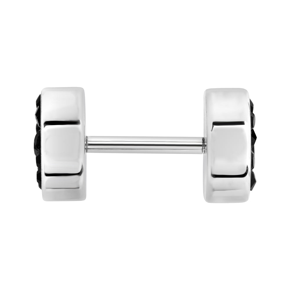 FAKE PLUG 12 Stone Black BLING Fake Piercing - 16g thin post - Price Per 1