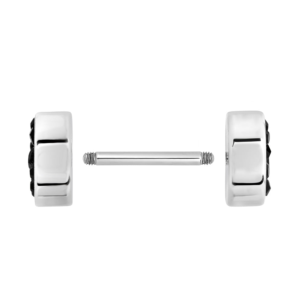 FAKE PLUG 12 Stone Black BLING Fake Piercing - 16g thin post - Price Per 1