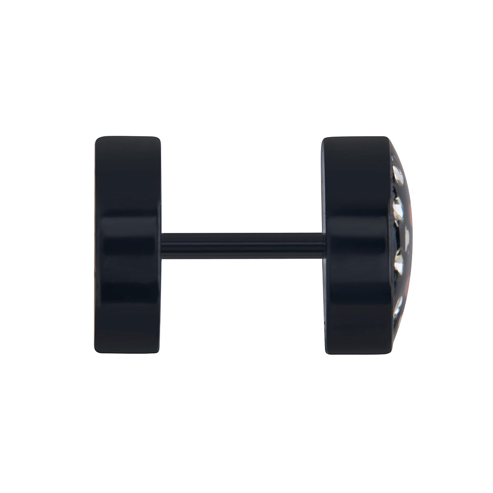 FAKE PLUG 10 Stone Black POKER Fake Piercing - 16g thin post - Price Per 1