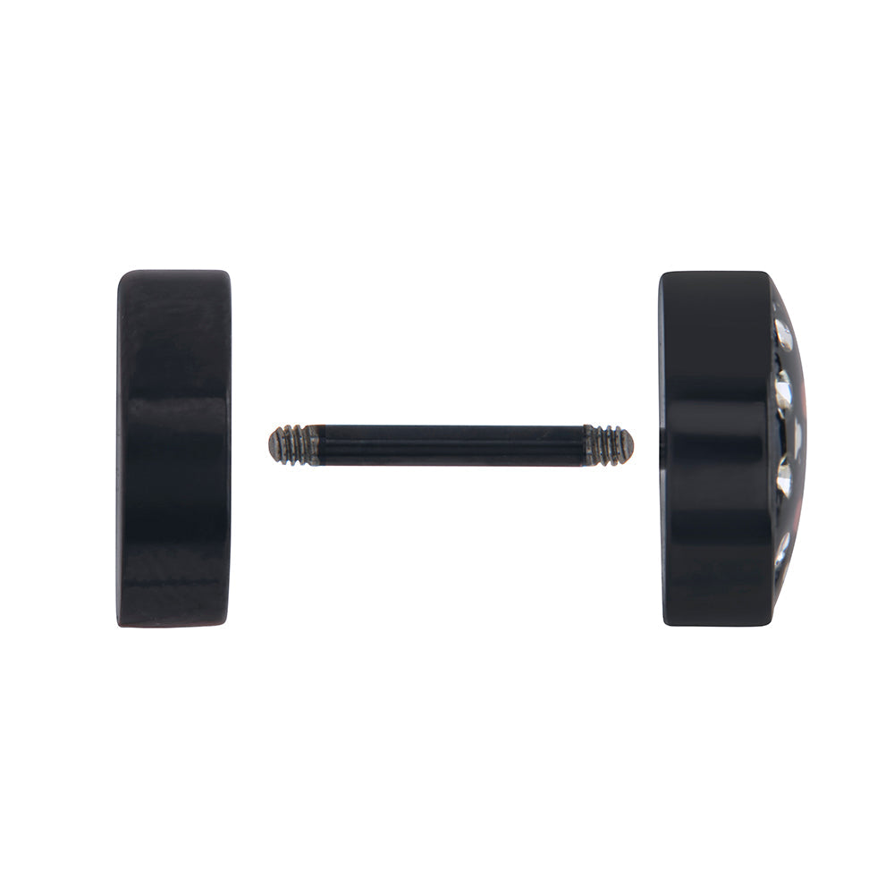 FAKE PLUG 10 Stone Black POKER Fake Piercing - 16g thin post - Price Per 1