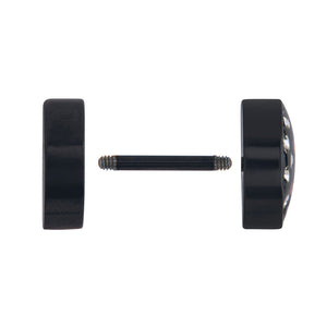 FAKE PLUG 10 Stone Black POKER Fake Piercing - 16g thin post - Price Per 1