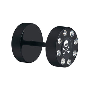 FAKE PLUG 8 Stone Black Fake Piercing SKULL n BONES - Price Per 1