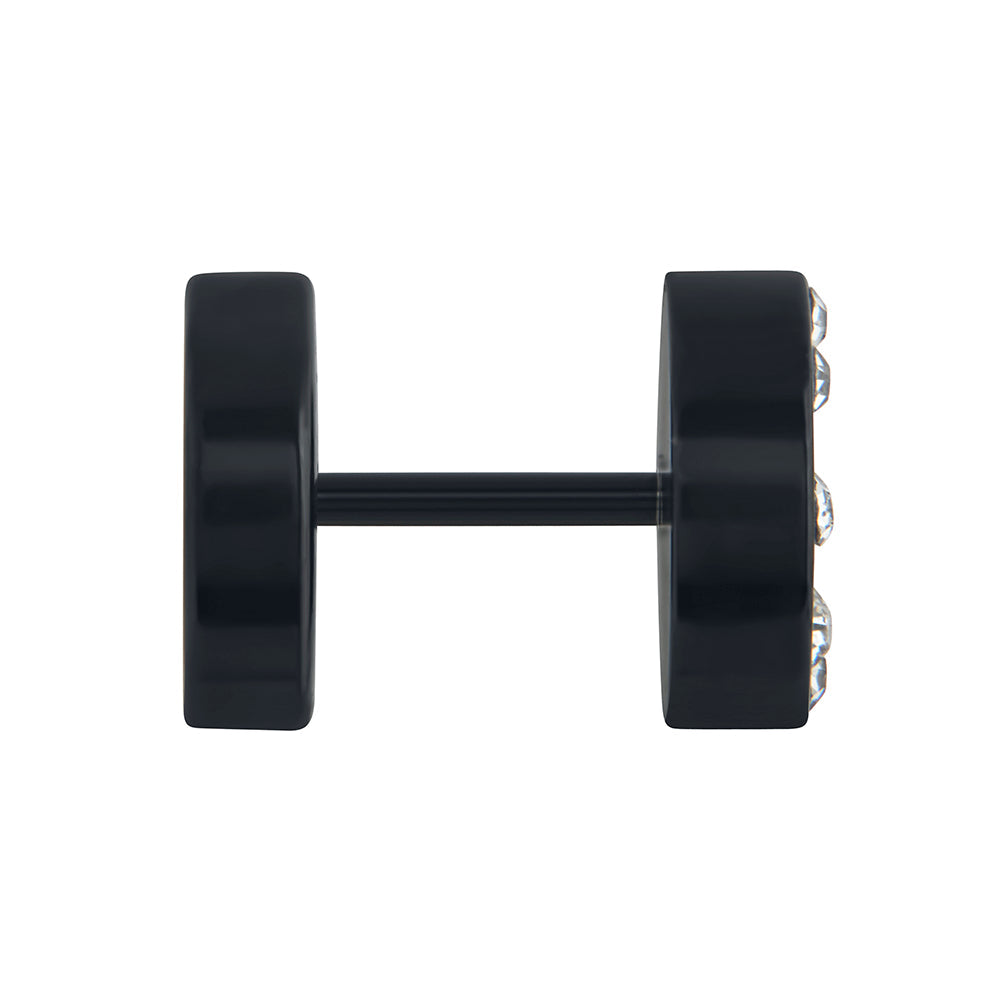 FAKE PLUG 8 Stone Black Fake Piercing SKULL n BONES - Price Per 1