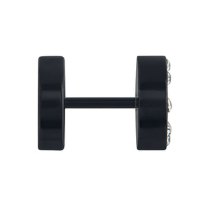 FAKE PLUG 8 Stone Black Fake Piercing SKULL n BONES - Price Per 1