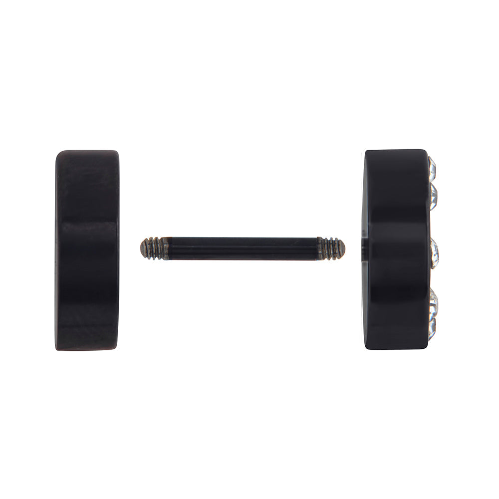 FAKE PLUG 8 Stone Black Fake Piercing SKULL n BONES - Price Per 1