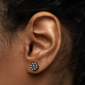 FAKE PLUG 8 Stone Black Fake Piercing SKULL n BONES - Price Per 1