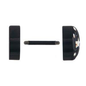 FAKE PLUG 8 Stone Black Fake Piercing STAR - Price Per 1