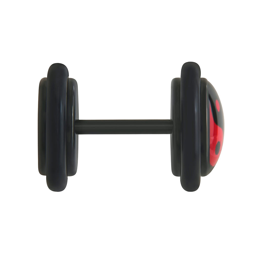 RED YING YANG on Black Fake Illusion Piercing Plug - Price Per 1