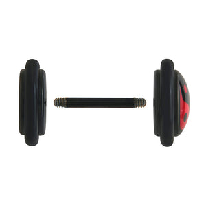 RED YING YANG on Black Fake Illusion Piercing Plug - Price Per 1