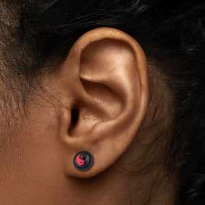 RED YING YANG on Black Fake Illusion Piercing Plug - Price Per 1
