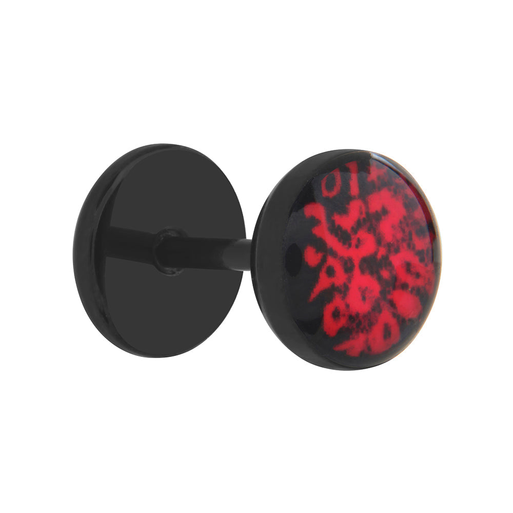 FAKE PLUG Leopard Red Fake Piercing - Price Per 1