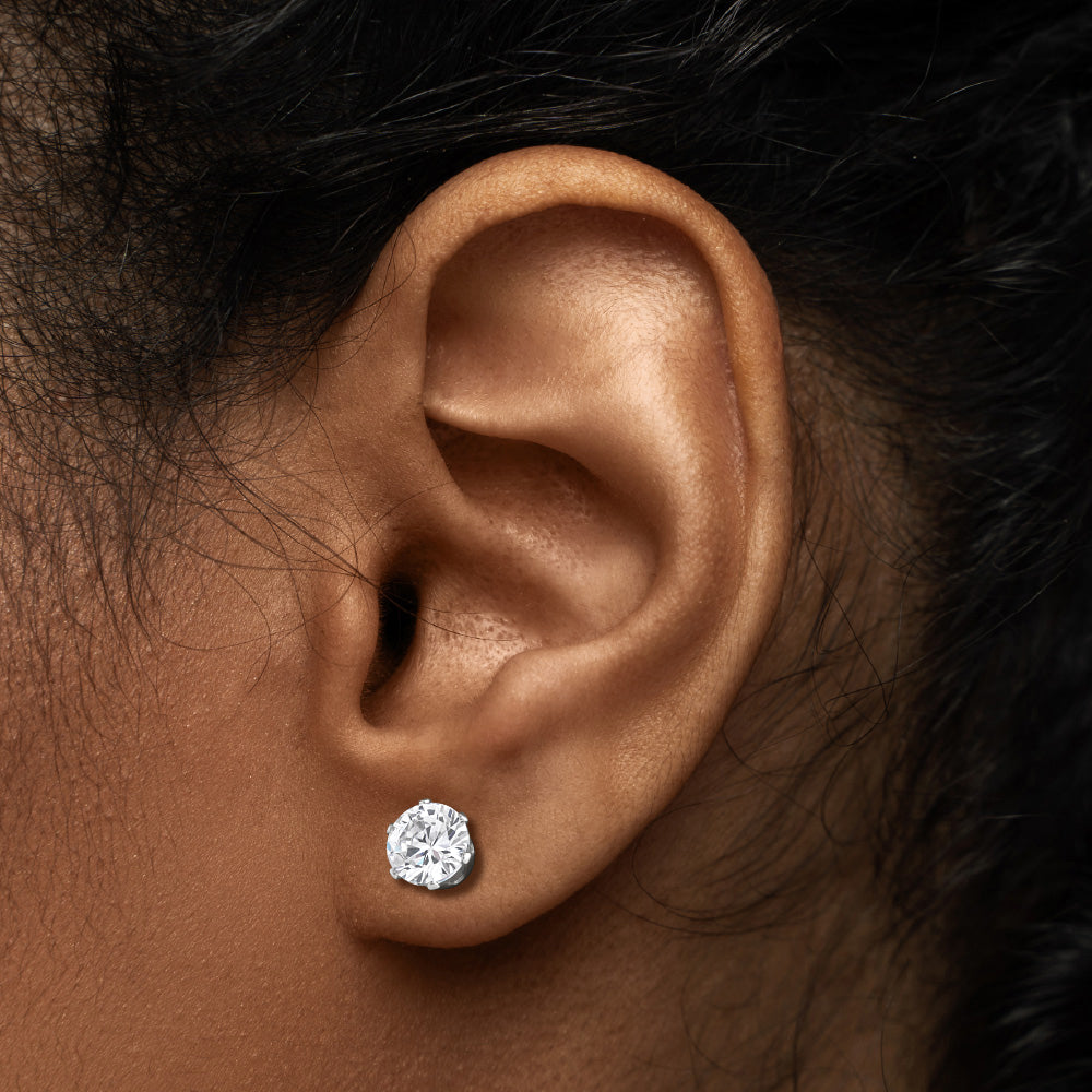 16g Prong Set 8mm Jewel Threaded Stud Earring — Price Per 1