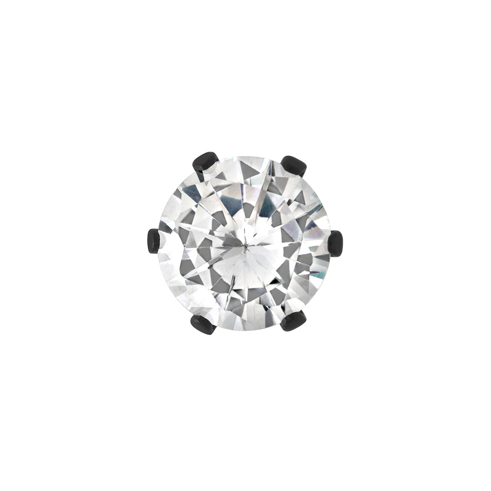 18g Prong Set 6mm Jewel PVD Black Threaded Stud Earring — Price Per 1