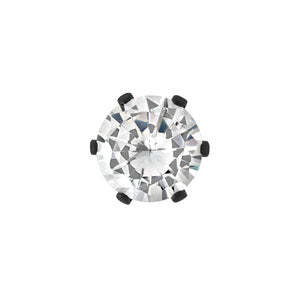 18g Prong Set 6mm Jewel PVD Black Threaded Stud Earring — Price Per 1