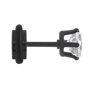 18g Prong Set 6mm Jewel PVD Black Threaded Stud Earring — Price Per 1