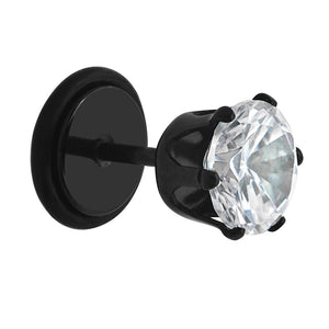 18g Prong Set 8mm Jewel PVD Black Threaded Stud Earring — Price Per 1