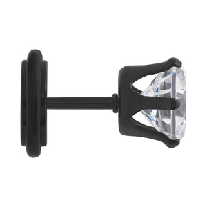 18g Prong Set 8mm Jewel PVD Black Threaded Stud Earring — Price Per 1