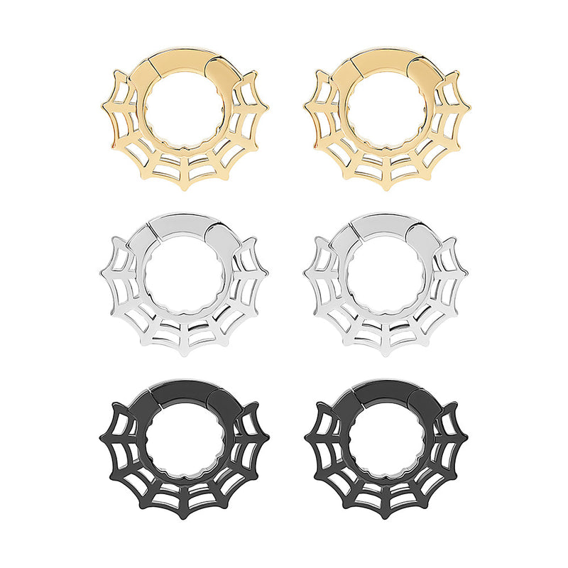 Stainless Steel Spiderweb Clicker Ear Weights — Price Per 2