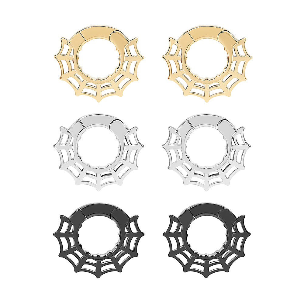 Stainless Steel Spiderweb Clicker Ear Weights — Price Per 2