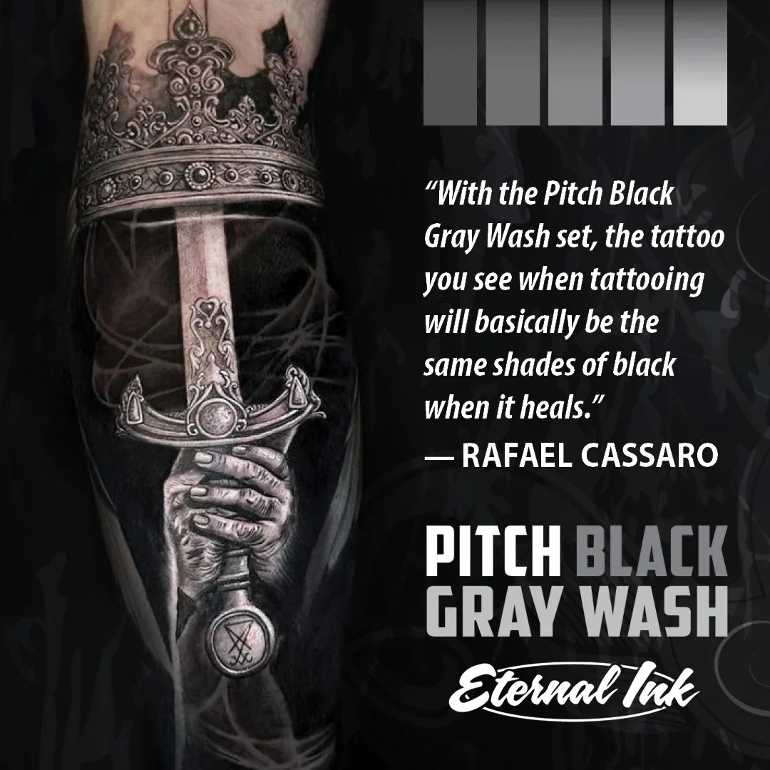 Pitch Black Gray Wash Set of 5 — Eternal Ink — Pick Size