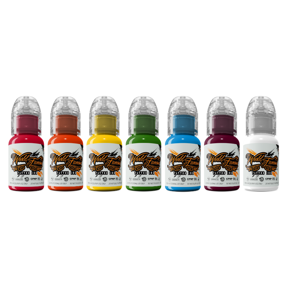 7 Color Simple Set — World Famous Tattoo Ink — 1/2oz