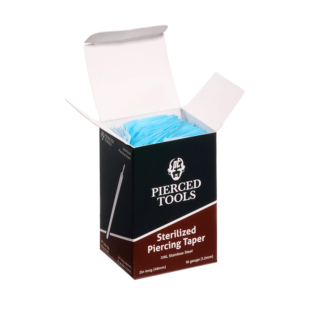 2” Sterilized Piercing Tapers for 16g or 18g Internally Threaded or Threadless Jewelry — Box of 100