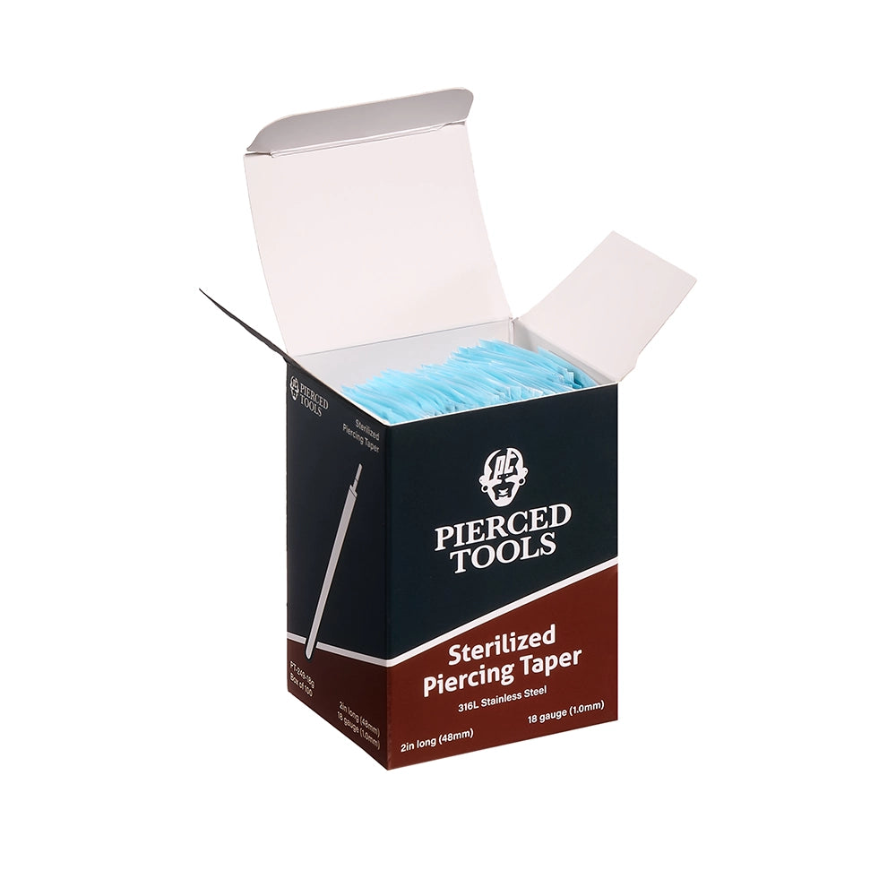 2” Sterilized Piercing Tapers for 16g or 18g Internally Threaded or Threadless Jewelry — Box of 100