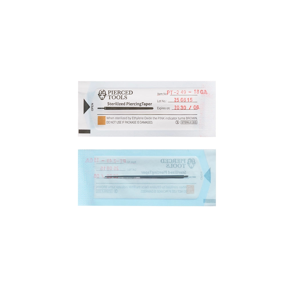 2” Sterilized Piercing Tapers for 16g or 18g Internally Threaded or Threadless Jewelry — Box of 100