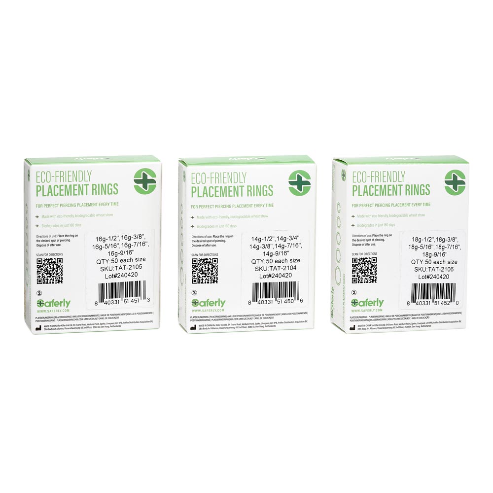 Saferly Biodegradable Placement Rings — Box of 250