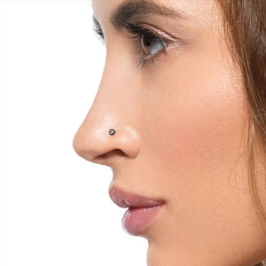 Tilum 18g Nostril Screw PVD Black Titanium w/ Martini Bezel-Set Jewel - Price Per 1