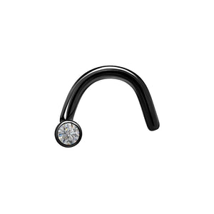 18g Nostril Screw PVD Black Titanium w/ Martini Bezel-Set Jewel — Price Per 1