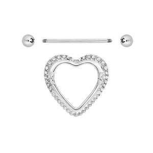 14g 3/4” Crystal Heart Nipple Ring Shield - Price Per 1