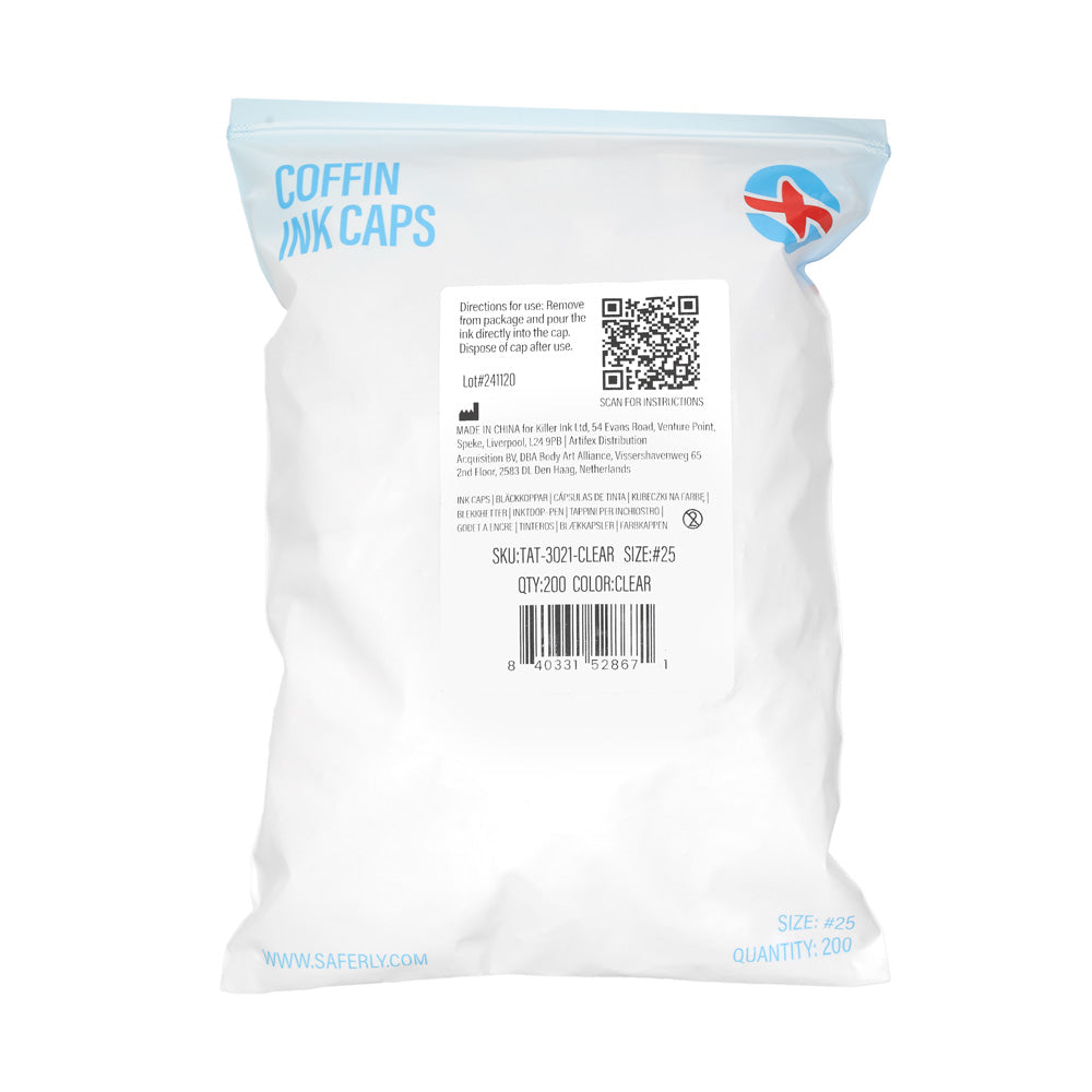 Saferly Coffin Ink Caps — #25 — Bag of 200 — Pick Color