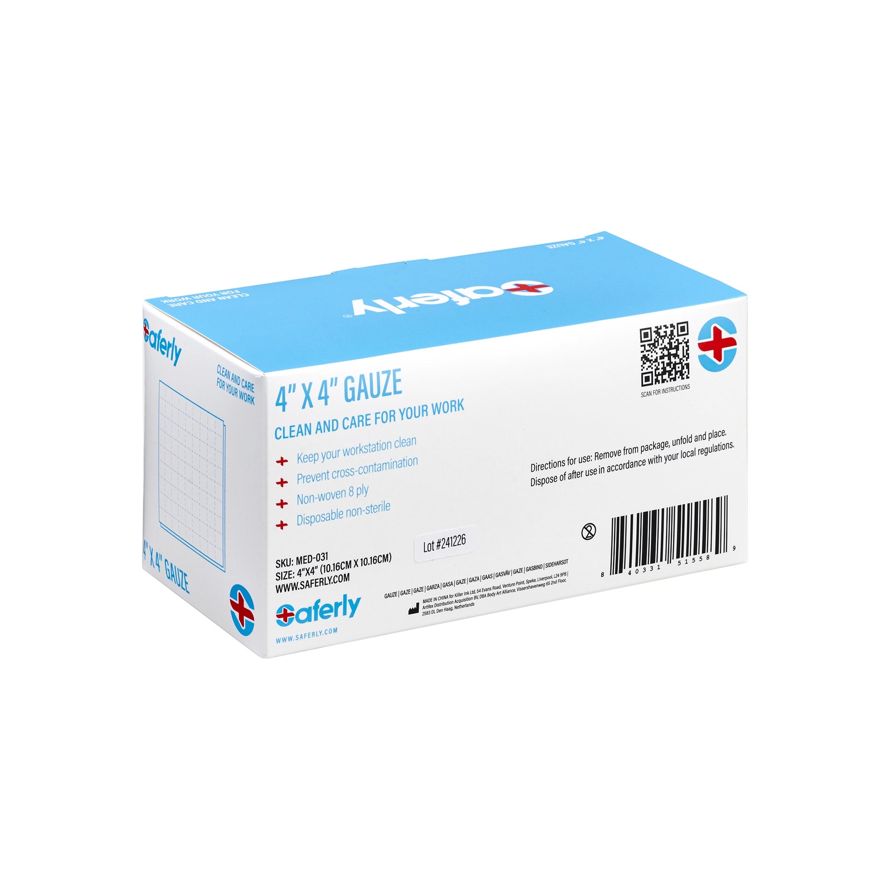 Saferly Gauze — Box of 200 — Pick Size