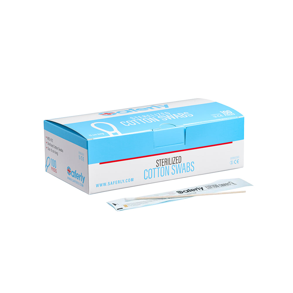 Saferly Sterilized Cotton Swabs — Box of 100