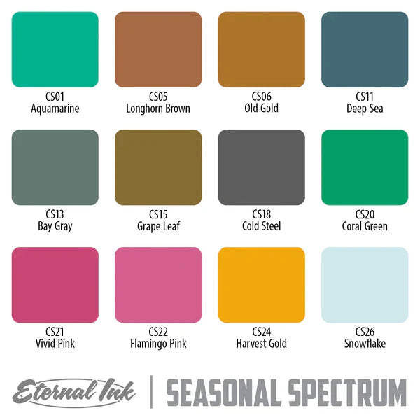 Seasonal Spectrum Set of 12 — 1oz Bottles — Eternal Tattoo Ink
