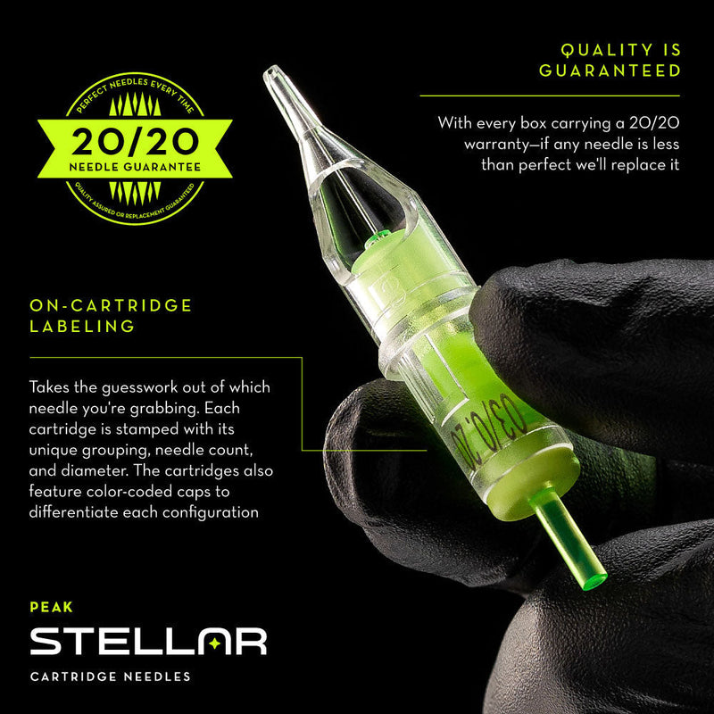 Peak Stellar Needle Cartridges — Box of 50 - Long Taper