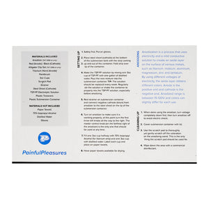Anodizer Instruction Chart for Titanium Anodizing Kit