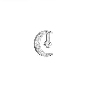 Titanium Internally Threaded Jeweled Moon and Star - Painful Pleasures
