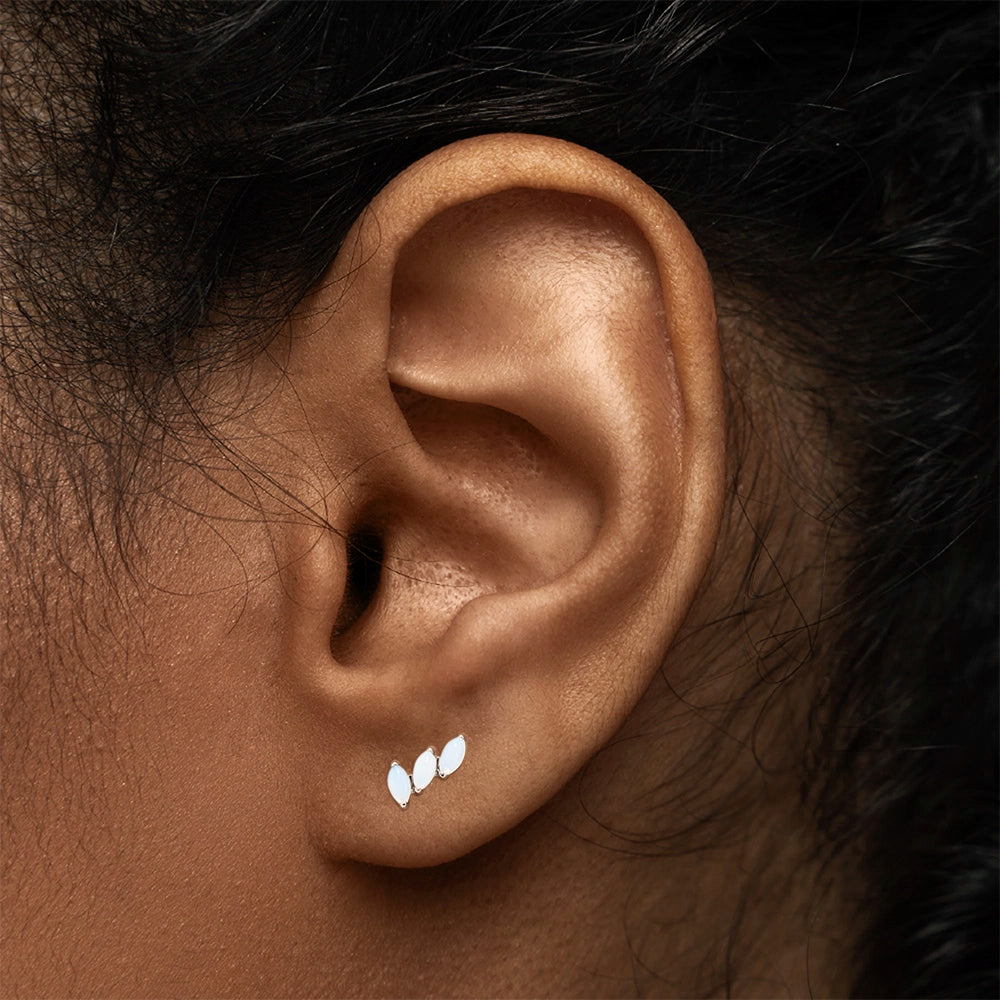 Titanium Internally Threaded Cabochon Marquis Stack