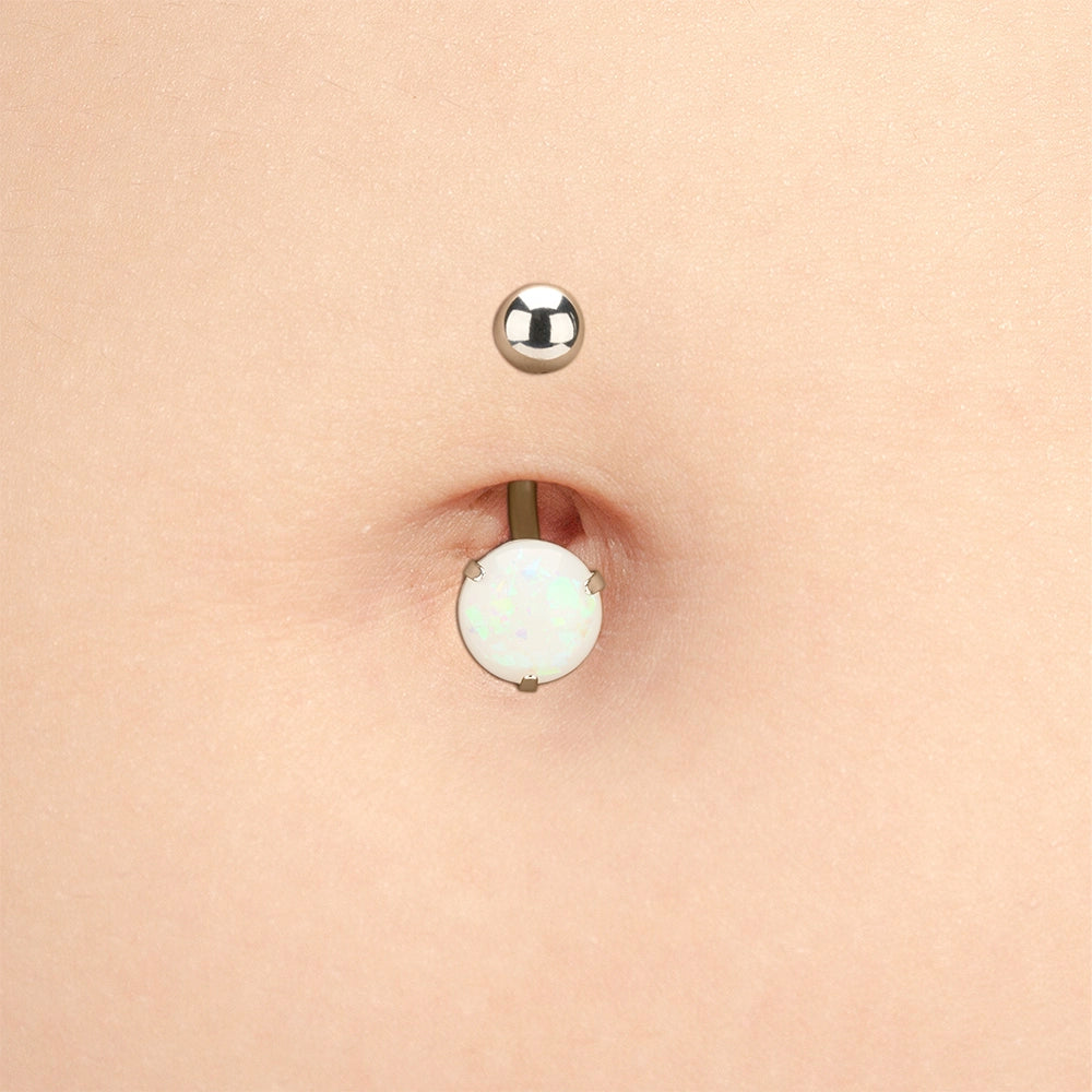 Internally Threaded Stainless Steel Opal Navel