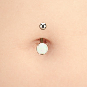 Internally Threaded Stainless Steel Opal Navel