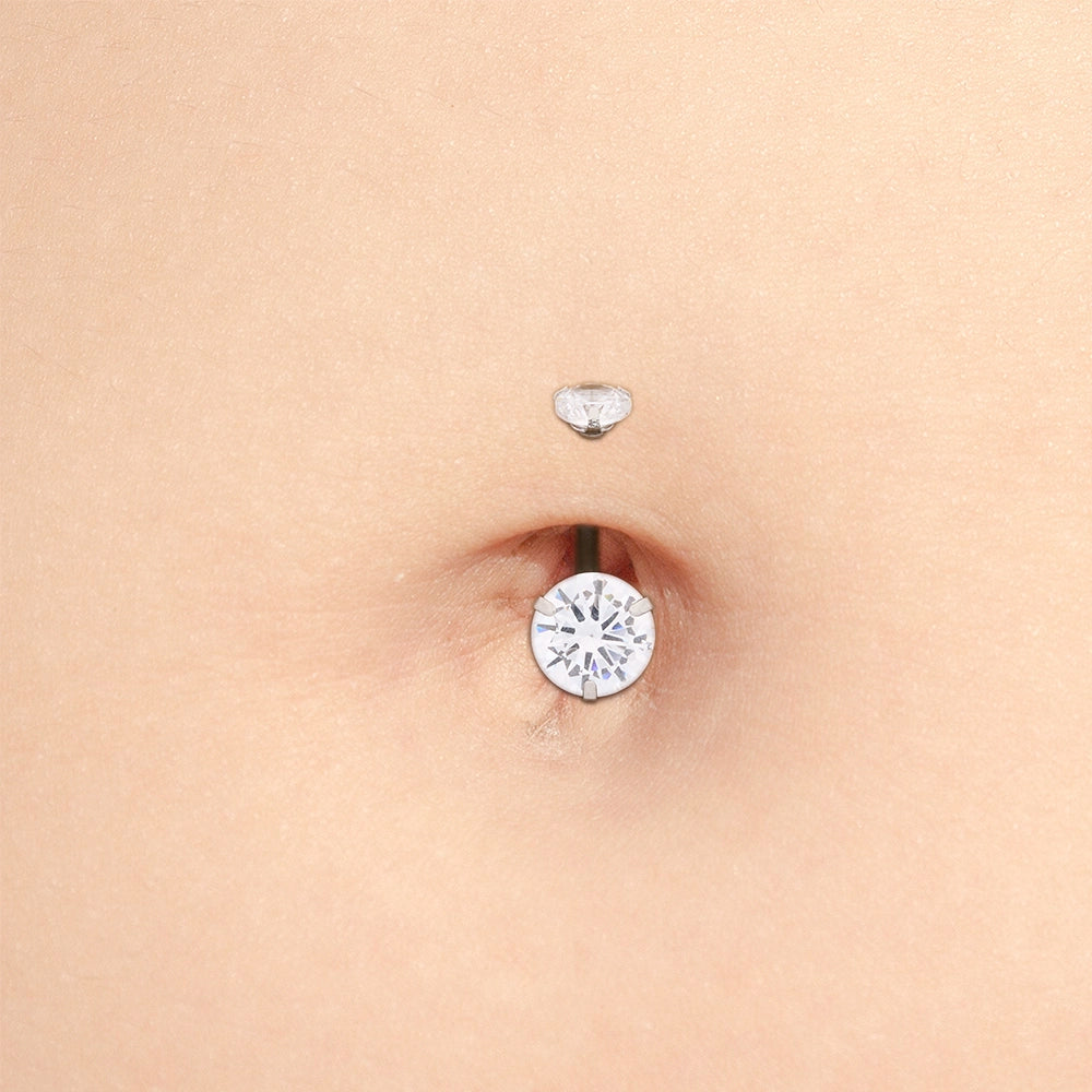 Large Double Gem Prong Navel