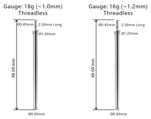 2” Sterilized Piercing Tapers for 16g or 18g Internally Threaded or Threadless Jewelry — Box of 100