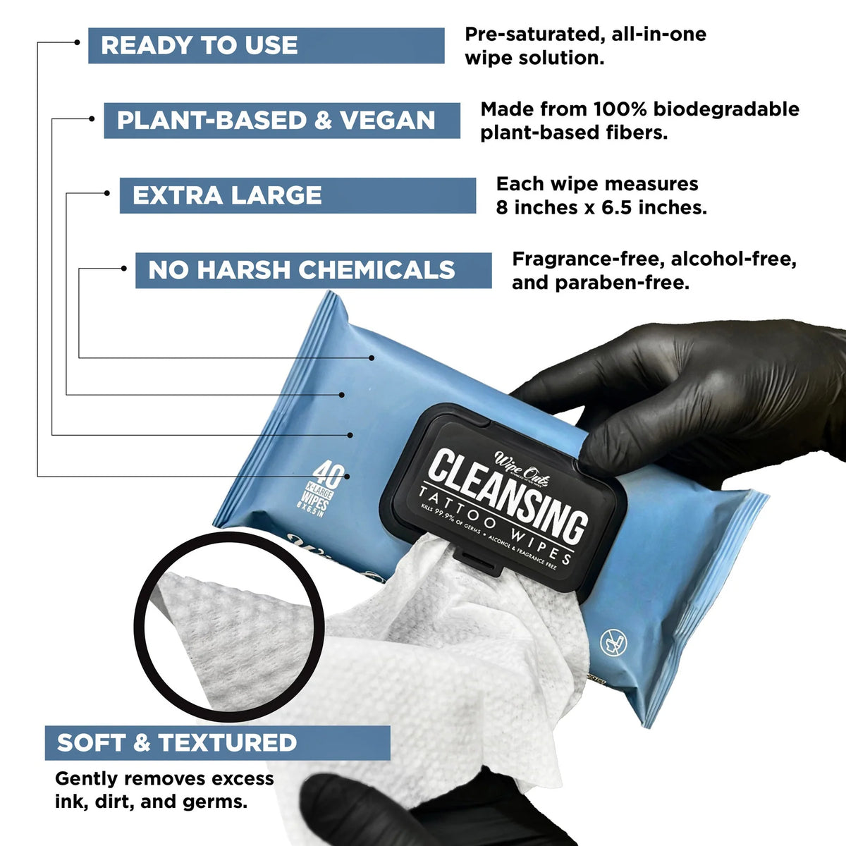 Wipe Outz Cleansing Tattoo Wipes — Pack of 40