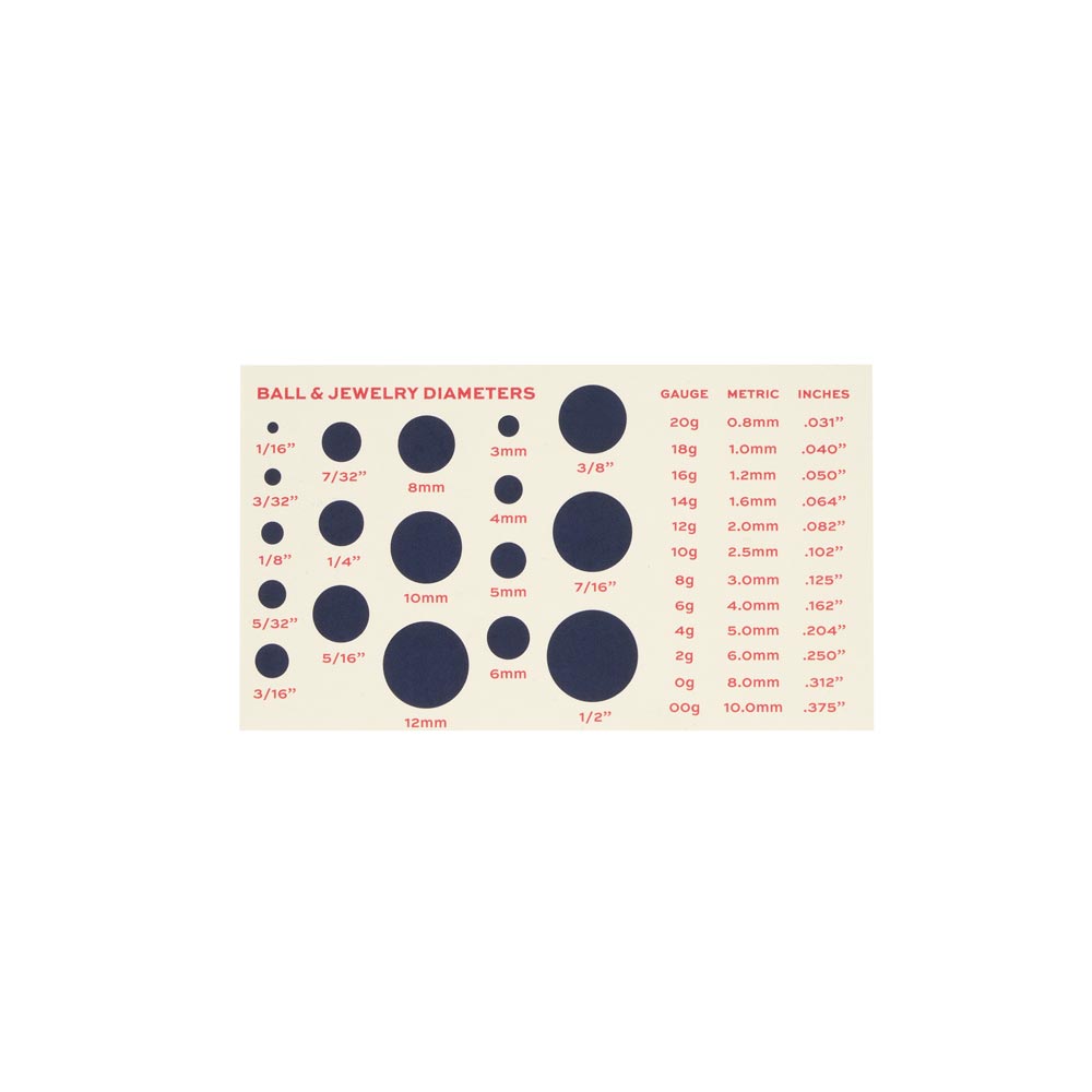 Tilum Body Jewelry Measuring Card — Price Per 1