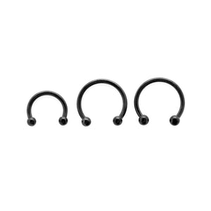 18g PVD Black Titanium Circular Barbell — Price Per 1 — Pick Diameter