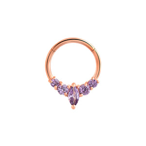 16g 3/8” PVD Rose Gold Marquise Purple Jewel Clicker Ring — Price Per 1