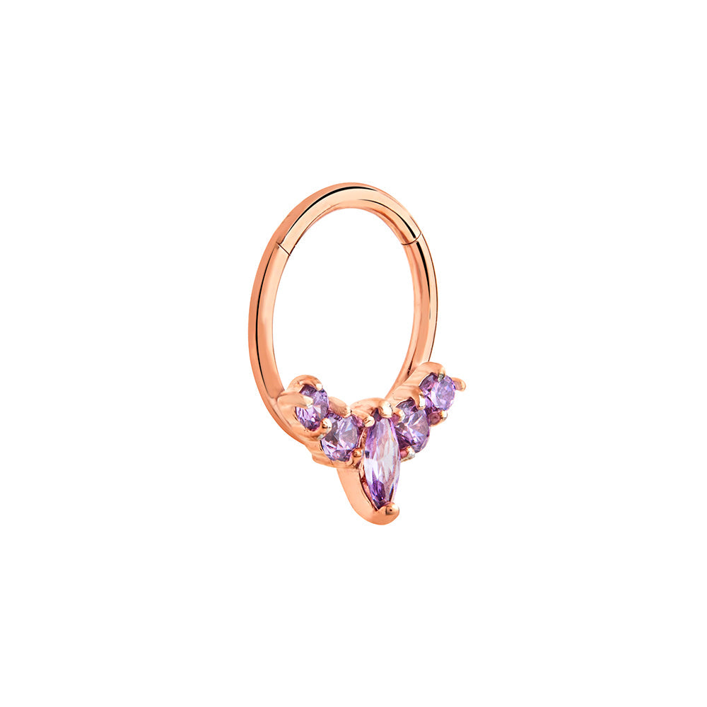 16g 3/8” PVD Rose Gold Marquise Purple Jewel Clicker Ring — Price Per 1